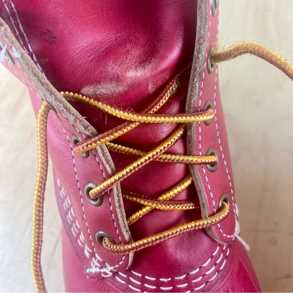L.L. Bean Red Leather Duck Boots Women’s Size 7 - Picture 10 of 13